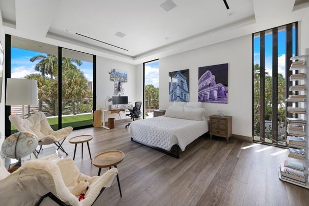 Bedroom, Home Office, Interior, Recessed Lighting, Wood Texture Flooring