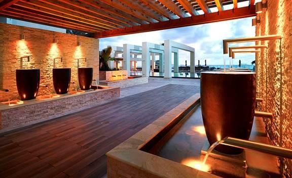 Interior, Pool, Stone Walls, Wooden Beams, Wood Texture Flooring