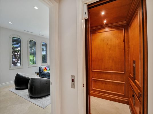 Elevator, Interior, Recessed Lighting, Wooden Ceilings, Wooden Walls