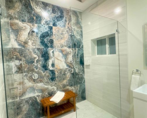 Bathroom, Glass Shower, Interior, Marble