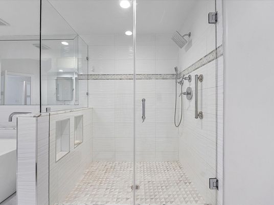 Bathroom, Glass Shower, Interior, Recessed Lighting