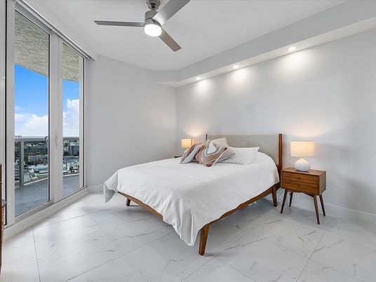 Bedroom, Interior, Marble, Recessed Lighting, Water