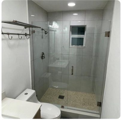 Bathroom, Glass Shower, Interior, Recessed Lighting