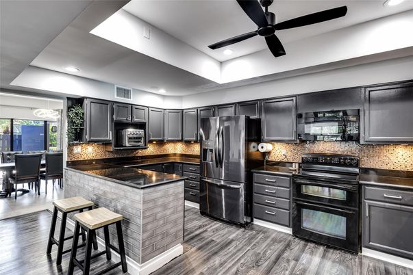 Interior, Kitchen, Recessed Lighting, Wood Texture Flooring