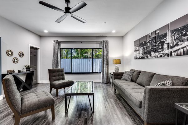 Interior, Living room, Recessed Lighting, Wood Texture Flooring
