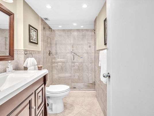 Bathroom, Glass Shower, Interior, Recessed Lighting