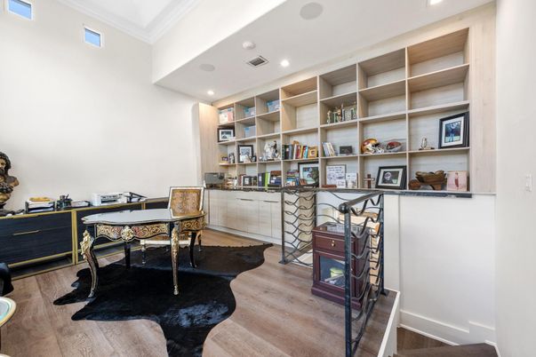 Home Office, Interior, Recessed Lighting, Wood Texture Flooring