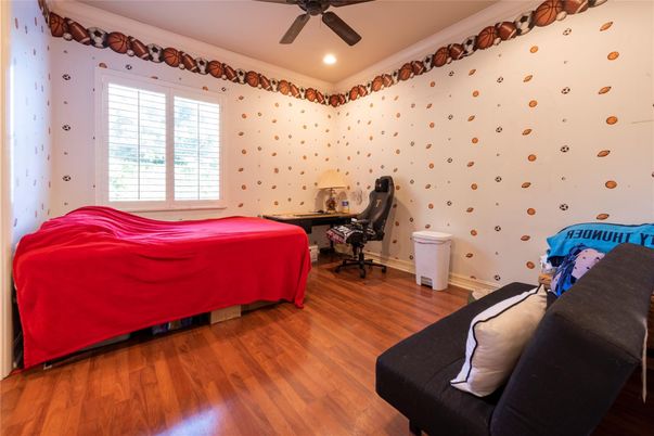 Bedroom, Home Office, Interior, Recessed Lighting, Wood Texture Flooring
