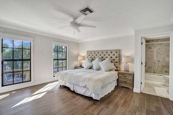 Bathroom, Bedroom, Glass Shower, Interior, Wood Texture Flooring