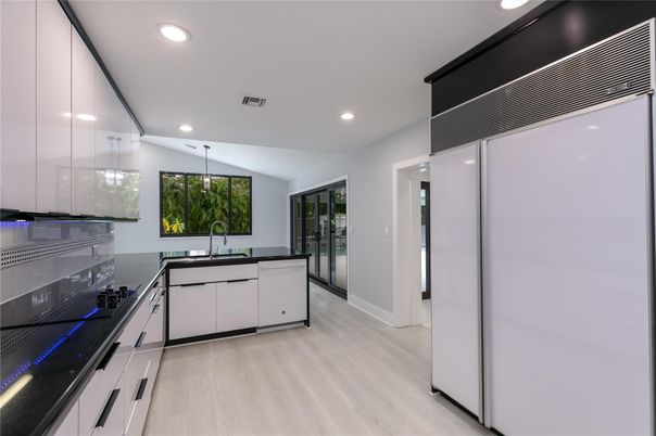 Interior, Kitchen, Recessed Lighting, Wood Texture Flooring