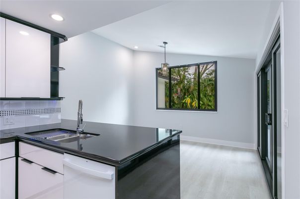 Interior, Kitchen, Pendant Lights, Recessed Lighting, Wood Texture Flooring