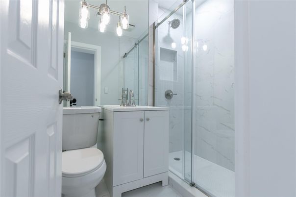 Bathroom, Glass Shower, Interior, Marble Walls
