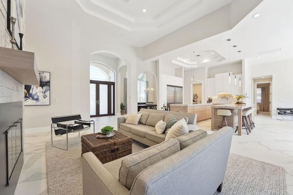 Interior, Kitchen, Living room, Marble, Pendant Lights, Recessed Lighting