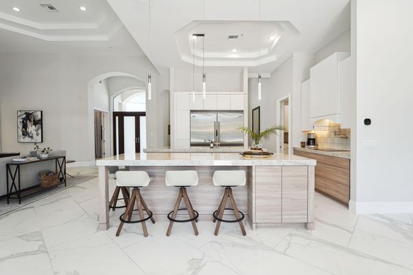 Interior, Kitchen, Marble, Recessed Lighting, Stainless Steel Appliances