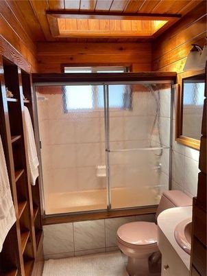 Bathroom, Glass Shower, Interior, Wooden Beams, Wooden Ceilings, Wooden Walls
