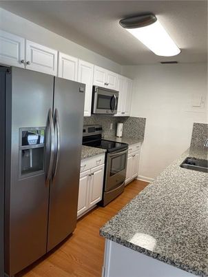 Interior, Kitchen, Stainless Steel Appliances, Wood Texture Flooring