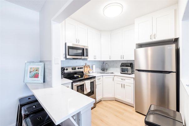 Interior, Kitchen, Stainless Steel Appliances, Wood Texture Flooring