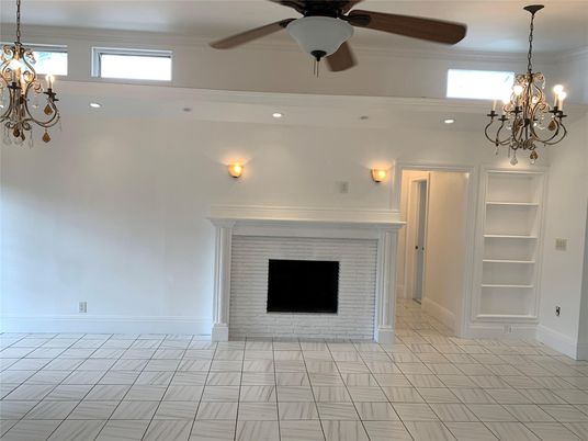 Chandelier, Empty room, Fireplace, Interior, Marble, Recessed Lighting