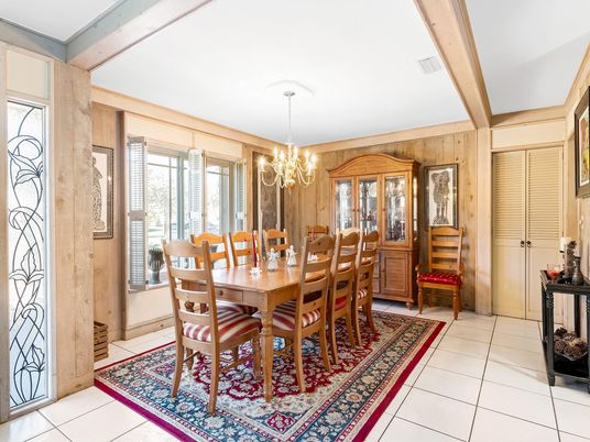 Chandelier, Dining room, Interior, Wooden Walls