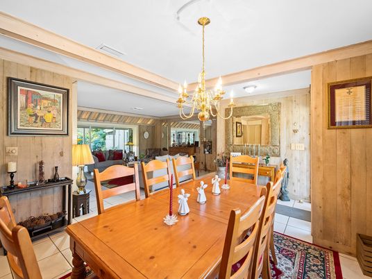 Chandelier, Dining room, Interior, Wooden Walls
