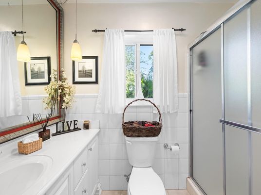 Bathroom, Glass Shower, Interior, Pendant Lights