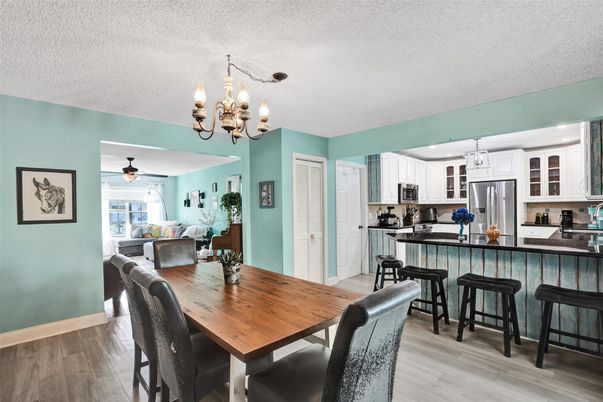Chandelier, Dining room, Interior, Kitchen, Wood Texture Flooring