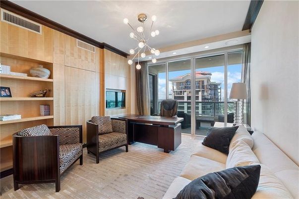 Home Office, Interior, Living room, Pendant Lights, Recessed Lighting, Wood Texture Flooring