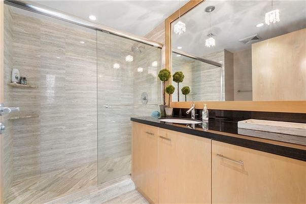 Bathroom, Glass Shower, Interior, Pendant Lights, Recessed Lighting