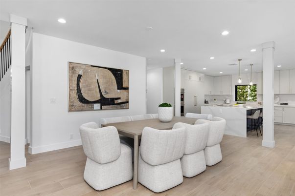 Interior, Kitchen, Pendant Lights, Recessed Lighting, Wood Texture Flooring