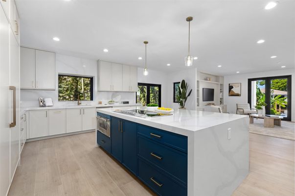 Interior, Kitchen, Pendant Lights, Recessed Lighting, Wood Texture Flooring