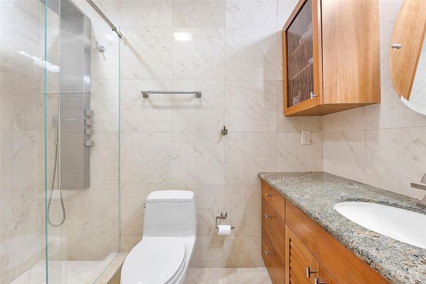 Bathroom, Glass Shower, Interior, Marble Walls