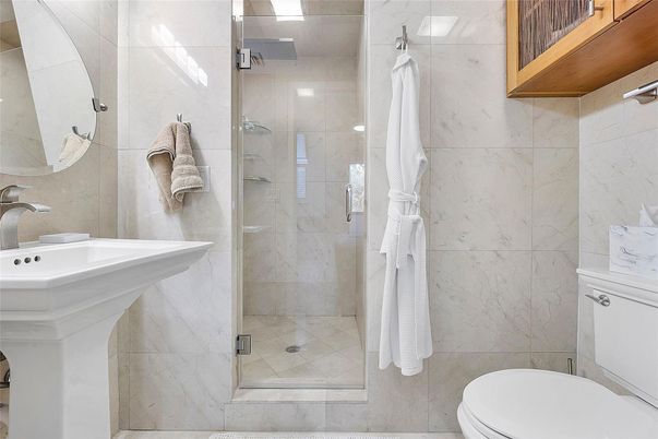 Bathroom, Glass Shower, Interior, Marble Walls