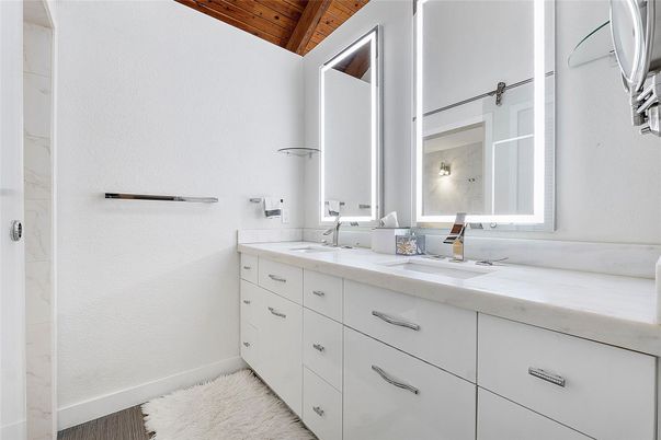 Bathroom, Dual Sink Vanities, Interior, Marble, Wooden Ceilings
