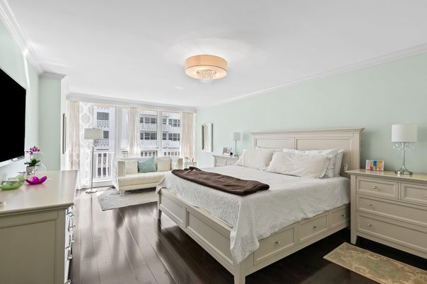 Bedroom, Chandelier, Interior, Wood Texture Flooring