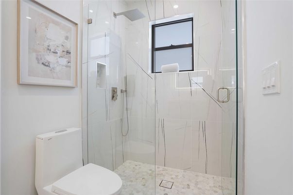 Bathroom, Glass Shower, Interior, Marble Walls