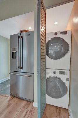 Interior, Recessed Lighting, Utility Closets, Washer, Wood Texture Flooring