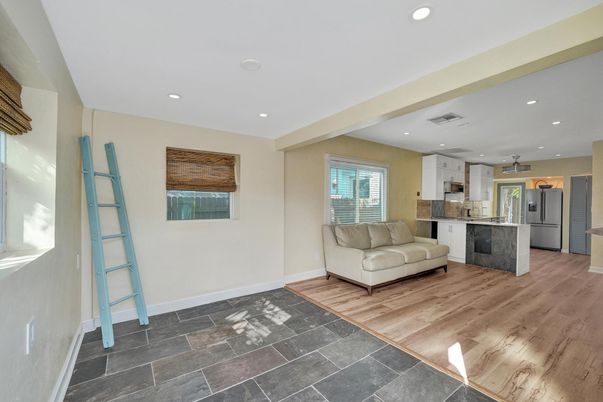 Interior, Kitchen, Recessed Lighting, Wood Texture Flooring