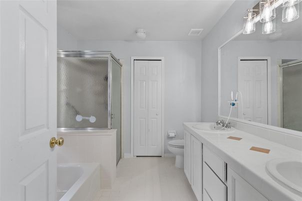 Bathroom, Dual Sink Vanities, Glass Shower, Interior, Tile Countertops