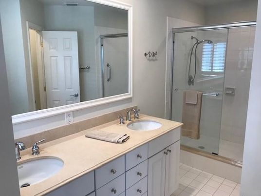 Bathroom, Dual Sink Vanities, Glass Shower, Interior