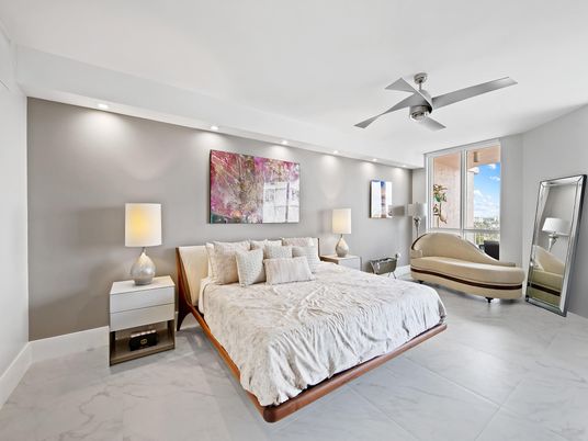 Bedroom, Interior, Marble, Recessed Lighting