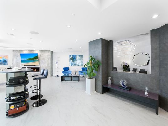 Fireplace, Interior, Living room, Marble, Recessed Lighting