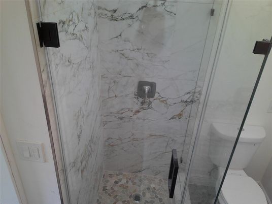 Bathroom, Glass Shower, Interior, Marble Walls