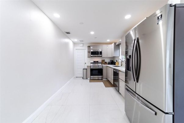 Interior, Kitchen, Marble, Recessed Lighting, Stainless Steel Appliances
