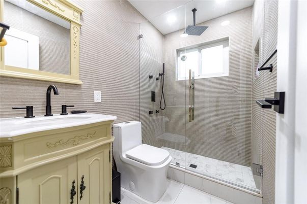 Bathroom, Glass Shower, Interior, Recessed Lighting