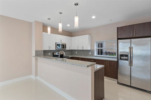 Interior, Kitchen, Pendant Lights, Recessed Lighting, Stainless Steel Appliances