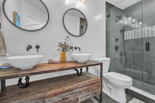 Bathroom, Dual Sink Vanities, Glass Shower, Interior