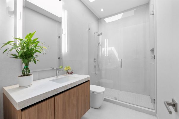 Bathroom, Glass Shower, Interior, Recessed Lighting