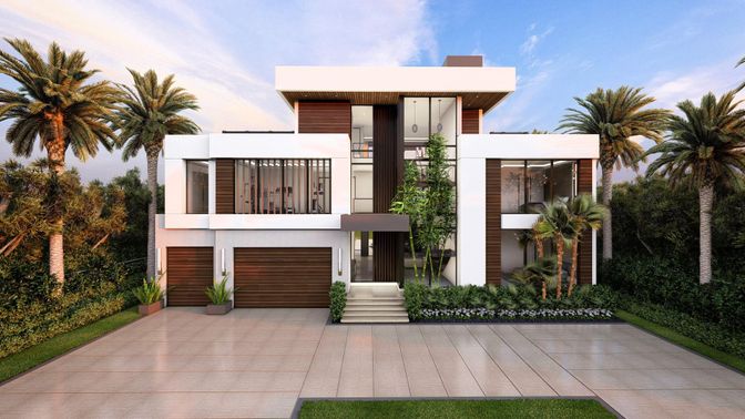 Attached, Exterior, Facade, Modern