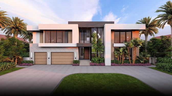 Attached, Backyard, Exterior, Facade, Modern