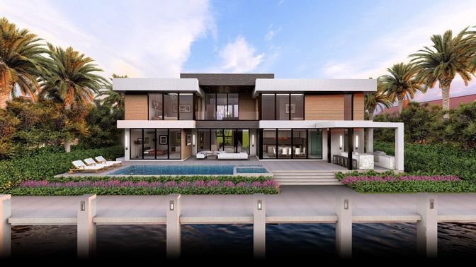 Backyard, Exterior, Facade, Pool, Modern